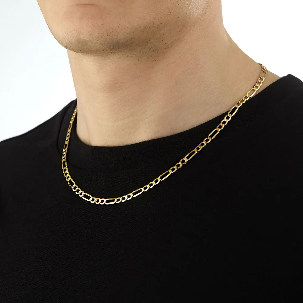 For Him 9ct Yellow Gold Figaro Hollow Chain detail 2
