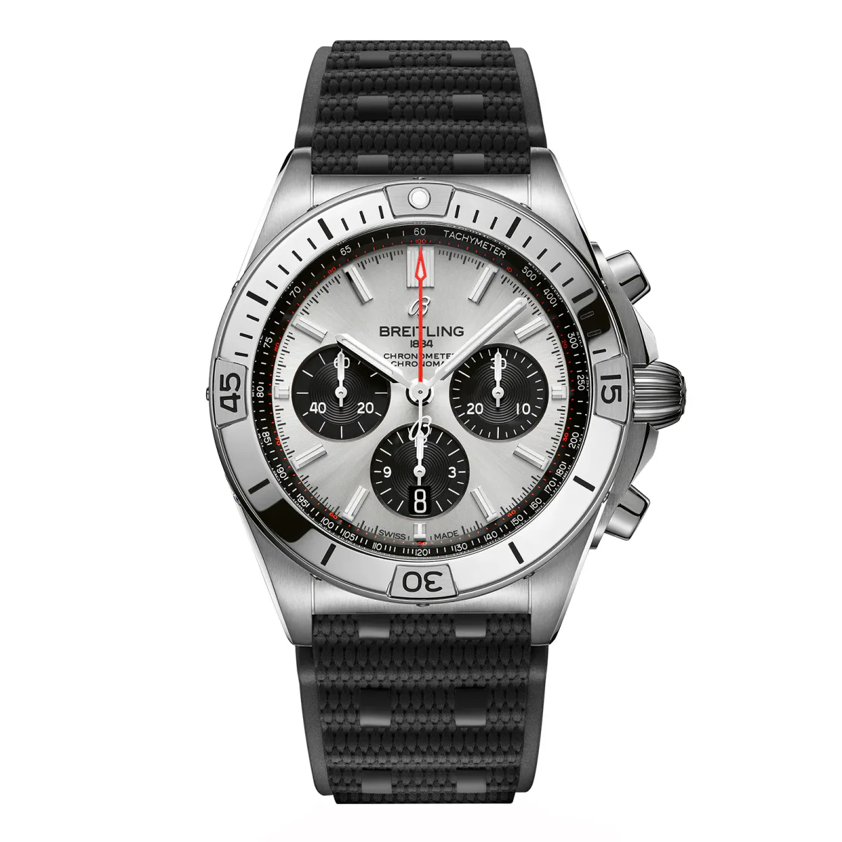 Breitling Chronomat B01 Chronograph 42mm Mens Watch Silver Rubber