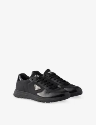 PRADA Prax Re-Nylon and Brushed Leather Trainers - 5.5 in BLACK, additional product view 3