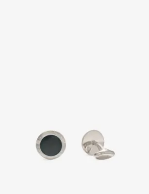 DUNHILL AD Coin Onyx Silver Cufflinks