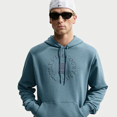 Nike NikeCourt Heritage Men's Dri-FIT French Terry Tennis Pullover Hoodie - Smoky Blue/New Slate