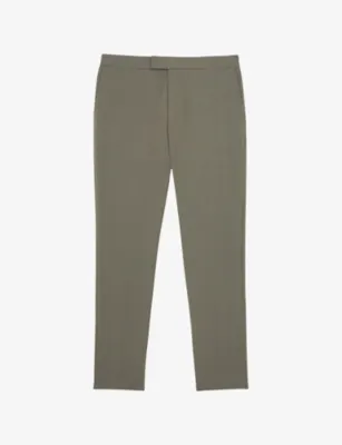 REISS Found pressed-crease straight-leg stretch-woven trousers - DARK SAGE GREEN detail 2