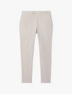 REISS Found pressed-crease straight-leg stretch-woven trousers - DARK SAGE GREEN detail 3