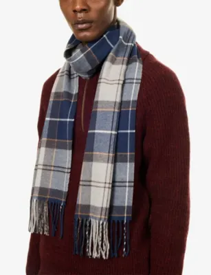 BARBOUR Galingale Tartan Wool Scarf detail 2