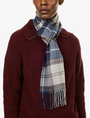 BARBOUR Galingale Tartan Wool Scarf detail 3