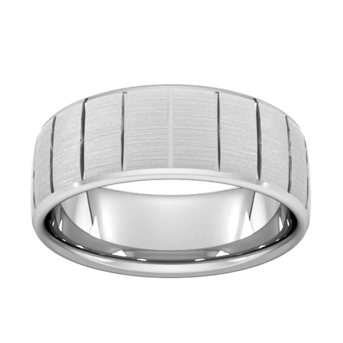 For Him 8mm Traditional Court Heavy Vertical Lines Wedding Ring In 950 Palladium