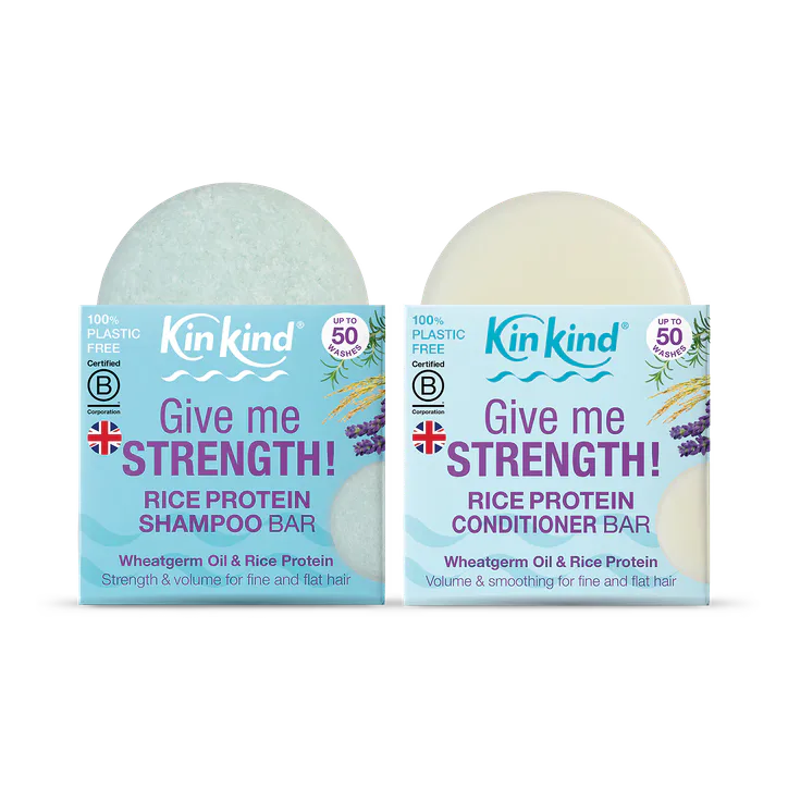 KinKind Give me STRENGTH! Rice Protein Shampoo and Conditioner Bar Set 90g