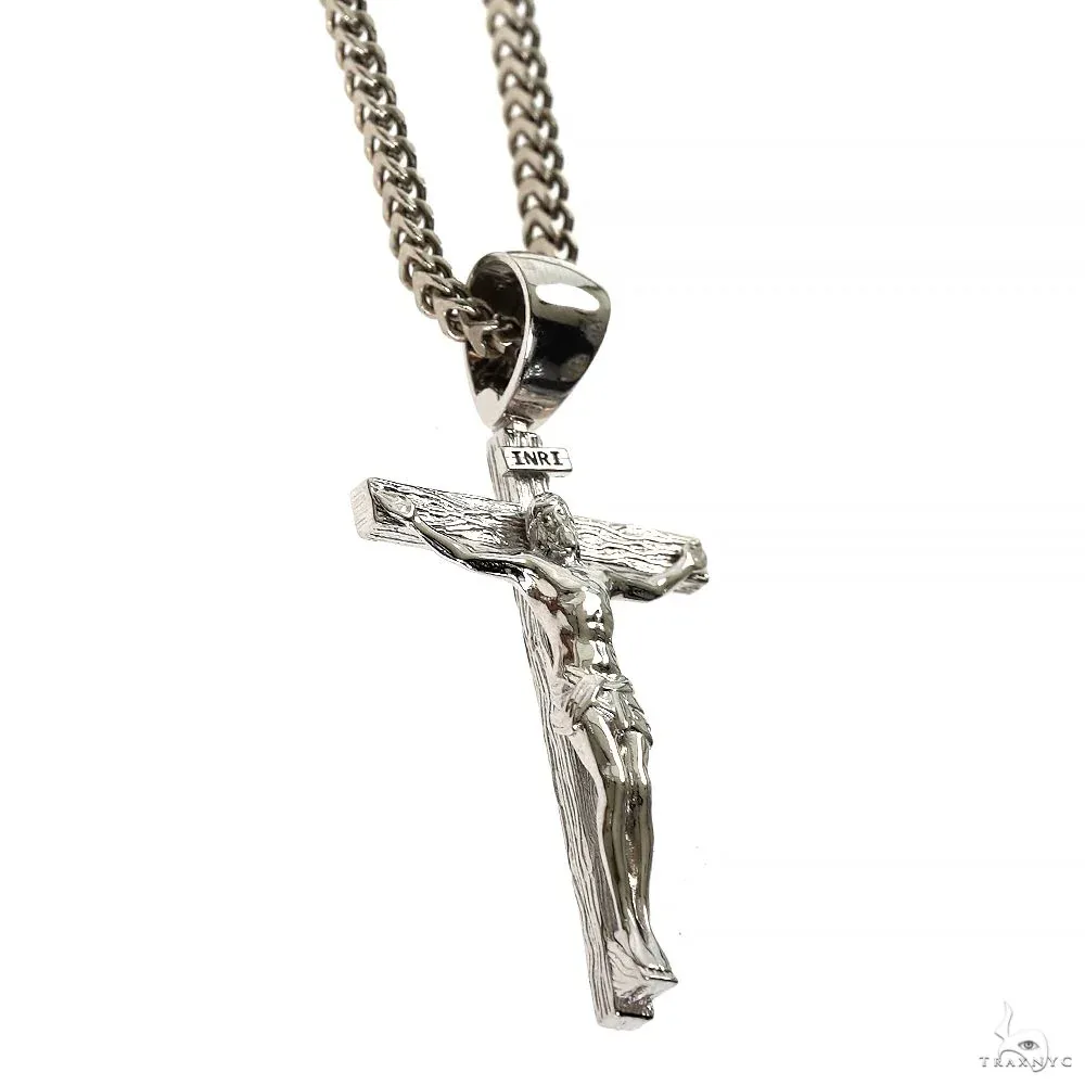 MARYAM - For Him SILVER Silver Crucifix Jesus Cross Pendant Franco Chain Set 70024 in 20 Inches – Pendant Set