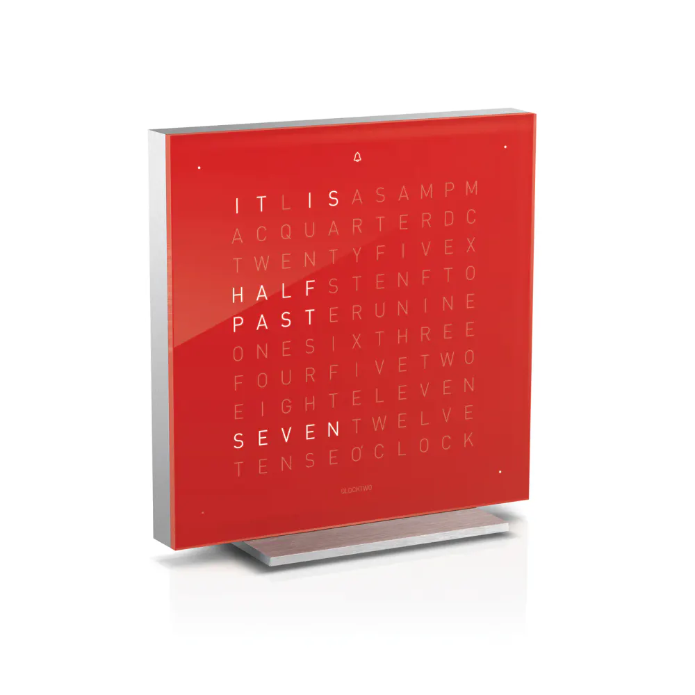 QLOCKTWO TOUCH Cherry Cake Acrylic Table Clock 13.5cm in Red, additional product view 2