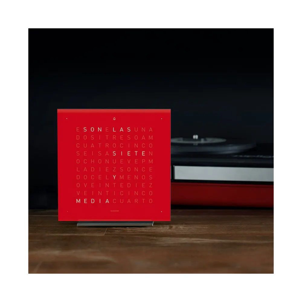 QLOCKTWO TOUCH Cherry Cake Acrylic Table Clock 13.5cm in Red, additional product view 3