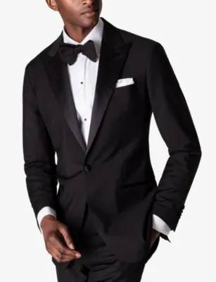 ETON Piqué Contemporary-Fit Cotton-Twill Black Tie Shirt in White, additional product view 2