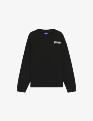 HUGO Brand-Print Relaxed-Fit Cotton-Jersey Sweatshirt