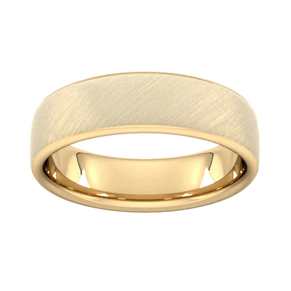 For Him 6mm D Shape Standard Diagonal Matt Finish Wedding Ring In 18 Carat Yellow Gold