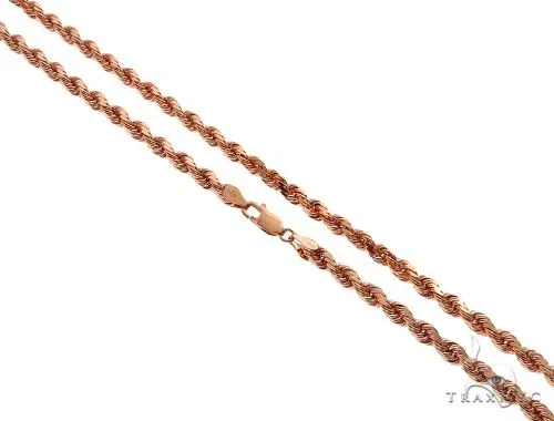 JALGAS - MELANO CREATION 14K Rose Gold Solid Rope Chain 4mm 64591 in 24 Inches – Chain
