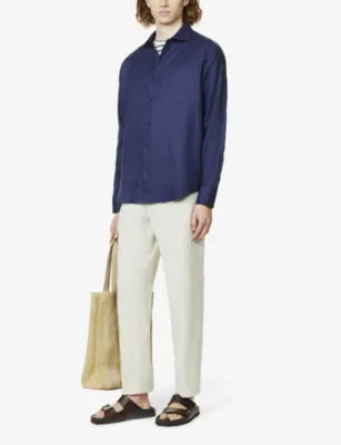 ORLEBAR BROWN Giles brand-tab regular-fit linen shirt detail 2