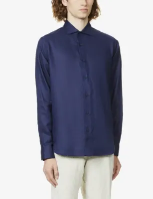ORLEBAR BROWN Giles brand-tab regular-fit linen shirt detail 3