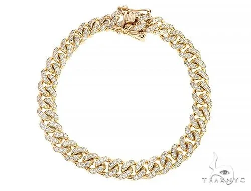 RINA - For Him FACTORY 14K Yellow Gold Miami Cuban Diamond Bracelet 65225