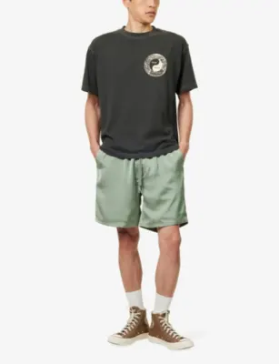 HONOR THE GIFT Drawstring Relaxed-Fit Satin Shorts detail 2