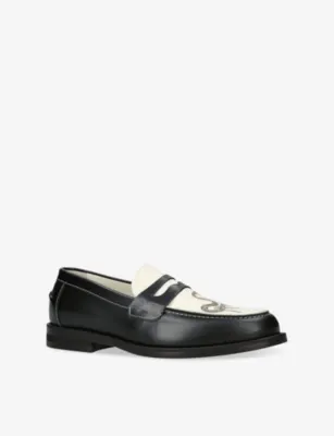 DUKE & DEXTER Wilde snake-graphic print leather penny loafers - EUR 45 / 11 UK MEN detail 3