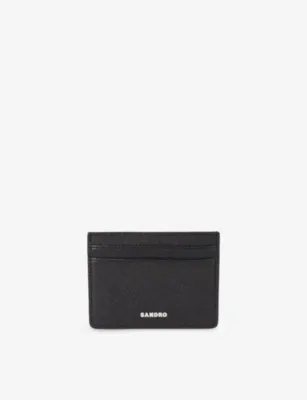SANDRO Logo-Embossed Reconstituted Leather Card Holder - Noir / Gris - 1SIZE detail 2