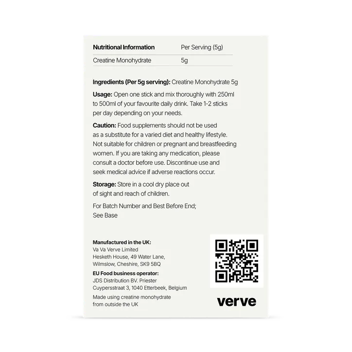 Va Va Verve Verve Creatine Monohydrate 14 Stick Pack | 99.9% Pure, Unflavoured, additional product view 2