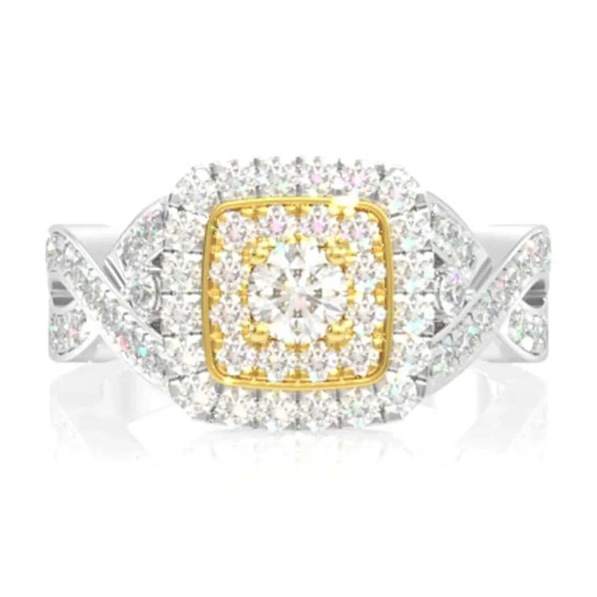 For Him Twisted Shank Double Square Halo Ring in Rose Gold / Lab Grown Diamond – Ring