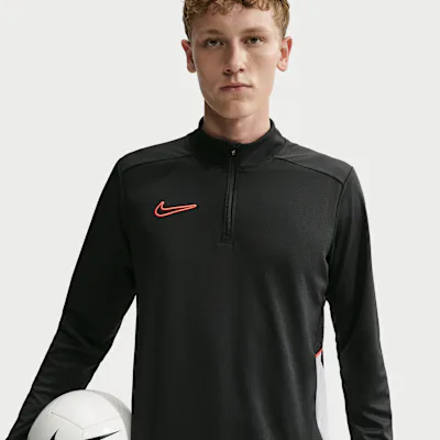 Nike Academy Men's Dri-FIT Football Drill Top - Black/White/Bright Crimson/Bright Crimson
