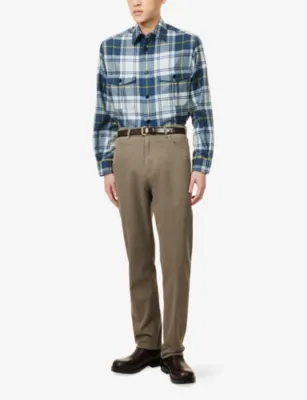 DUNHILL Five-Pocket Straight Cotton Twill Trousers in DRAB, additional product view 2