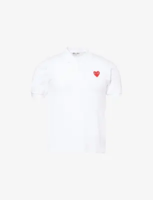 COMME DES GARCONS PLAY Heart-appliqué cotton polo shirt