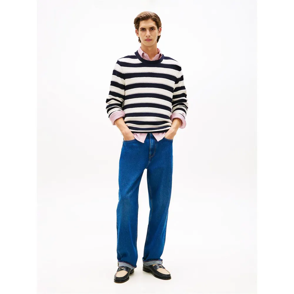 Tommy Hilfiger Mens Crochet Stripe Relaxed Jumper detail 2