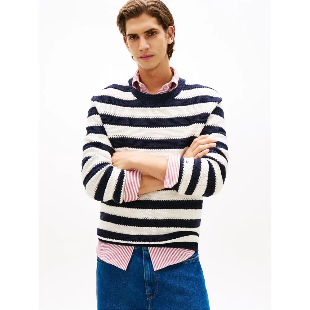 Tommy Hilfiger Mens Crochet Stripe Relaxed Jumper detail 3
