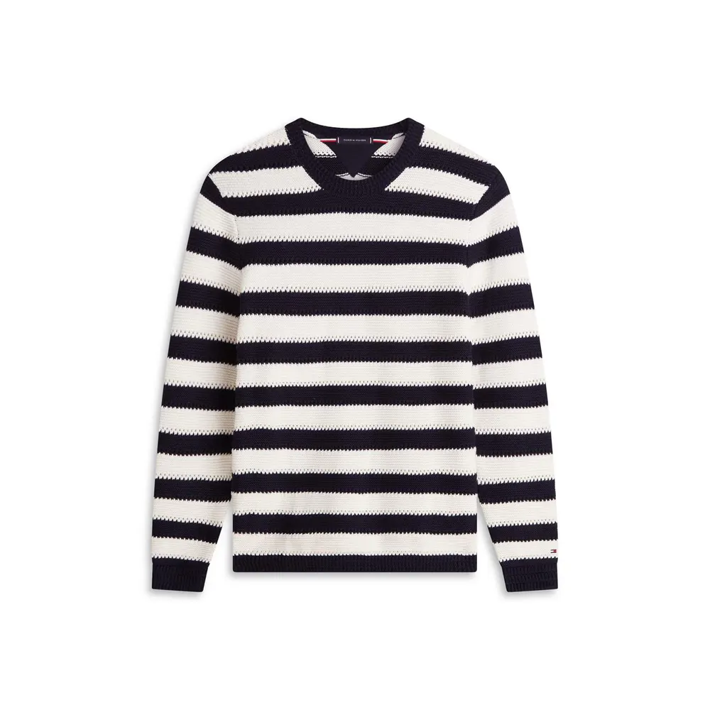 Tommy Hilfiger Mens Crochet Stripe Relaxed Jumper