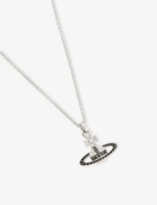 VIVIENNE WESTWOOD Man. Mayfair Bas Relief Rhodium-Plated Brass and Crystal Pendant Necklace detail 3