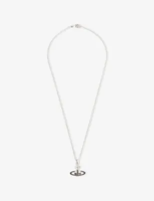 VIVIENNE WESTWOOD Man. Mayfair Bas Relief Rhodium-Plated Brass and Crystal Pendant Necklace