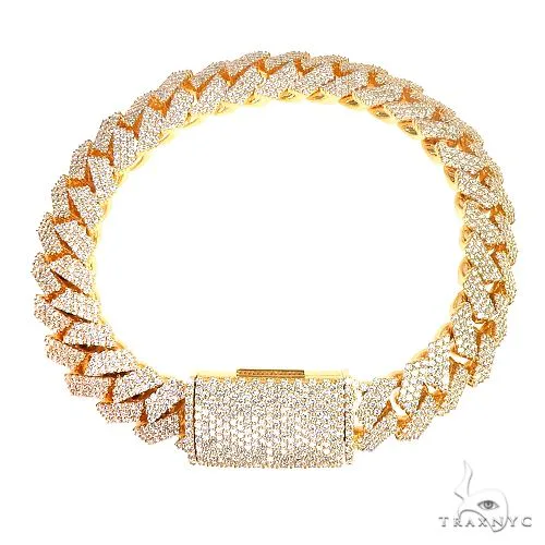 AHMED - MOON JEWELRY 3 Row Prong Set Diamond Cuban Bracelet 69872