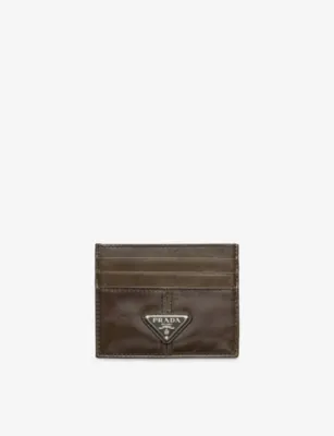 PRADA Enamelled-Logo Leather Card Holder - BLACK detail 2