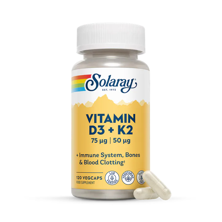 Solaray Vitamin D3 3000 IU & K2 50mcg, Bone, Muscle & Immune Support - 120 Capsules