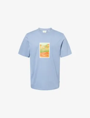 LES DEUX Court Graphic-Print Cotton T-Shirt