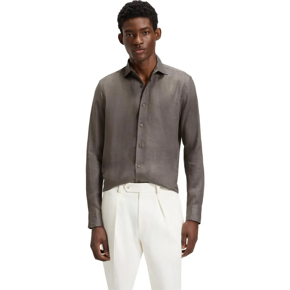 Boss Men's Jack Black Double Breasted Linen Short Sleeve Shirt detail 2