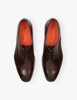 SANTONI Adrian Leather Derby Shoes - EUR 41 / 7 UK MEN in Dark Brown, additional product view 2