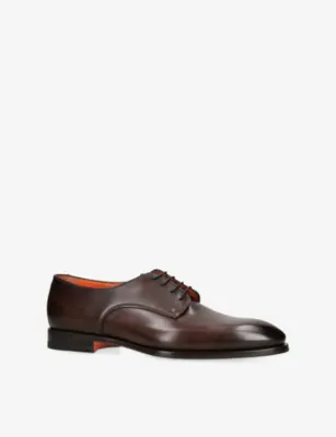 SANTONI Adrian Leather Derby Shoes - EUR 41 / 7 UK MEN in Dark Brown, additional product view 3