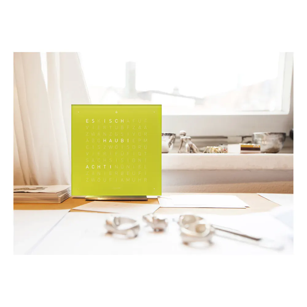 QLOCKTWO TOUCH Lime Juice Acrylic Table Clock 13.5cm in Green, additional product view 3