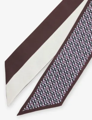 TORY BURCH T Link Printed Silk Ribbon Tie in Blue T Link, additional product view 2