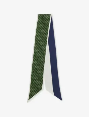 TORY BURCH T Link Printed Silk Ribbon Tie in Green T Link – Mens | Keyrings