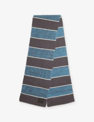 PAUL SMITH Striped Logo-Embroidered Wool and Mohair Scarf