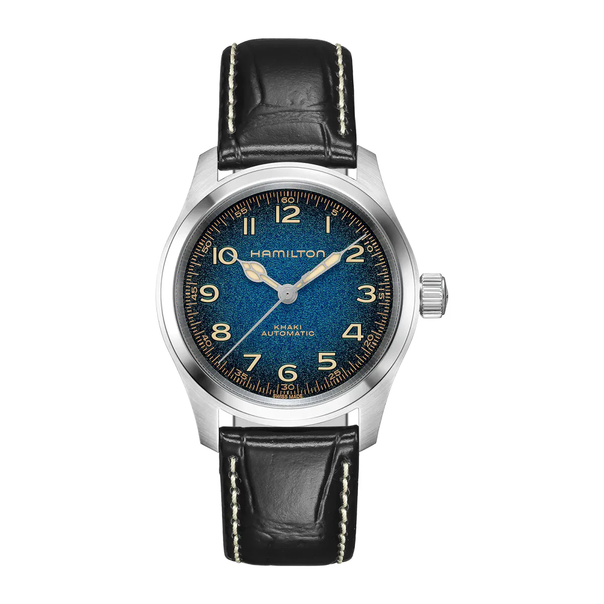 Hamilton Khaki Field Murph Automatic 38mm Mens Watch Blue Dial Alligator