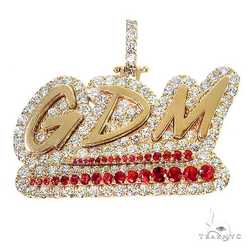 RINA - For Him CUSTOM Custom Made 'SDM' Red Sapphire Diamond Pendant 67184 in Rose Gold – Pendant