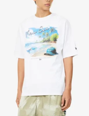 NEW ERA Beach Graphic-Print Oversized Cotton-Jersey T-Shirt detail 3
