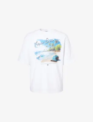 NEW ERA Beach Graphic-Print Oversized Cotton-Jersey T-Shirt