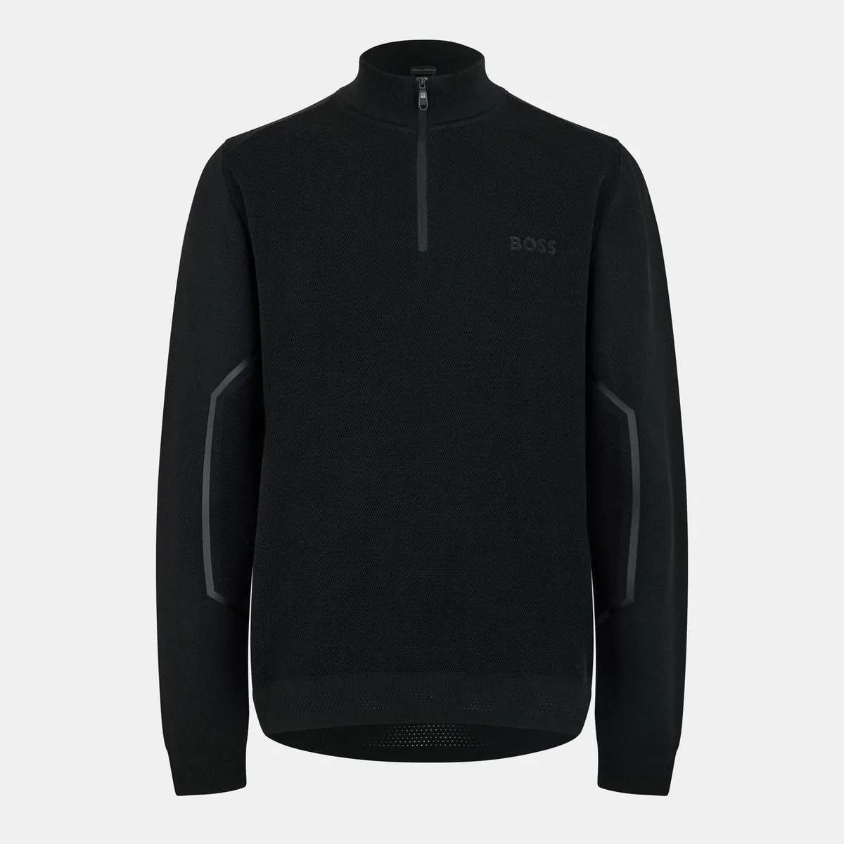 Boss Men's Zip Neck Cotton Long Sleeve Crew Neck Jumper